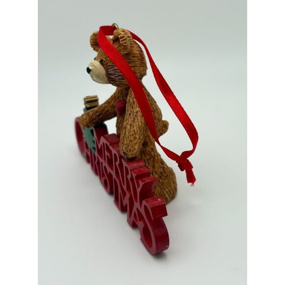 Kurt S Adler Holly Bearies Merry Christmas Bear Ornament with Tree Accent - Picture 7 of 8